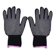 Heat Resistant Gloves for Hair Styling Tools with Temperature Protection and Elastic Wrist Cuff Black