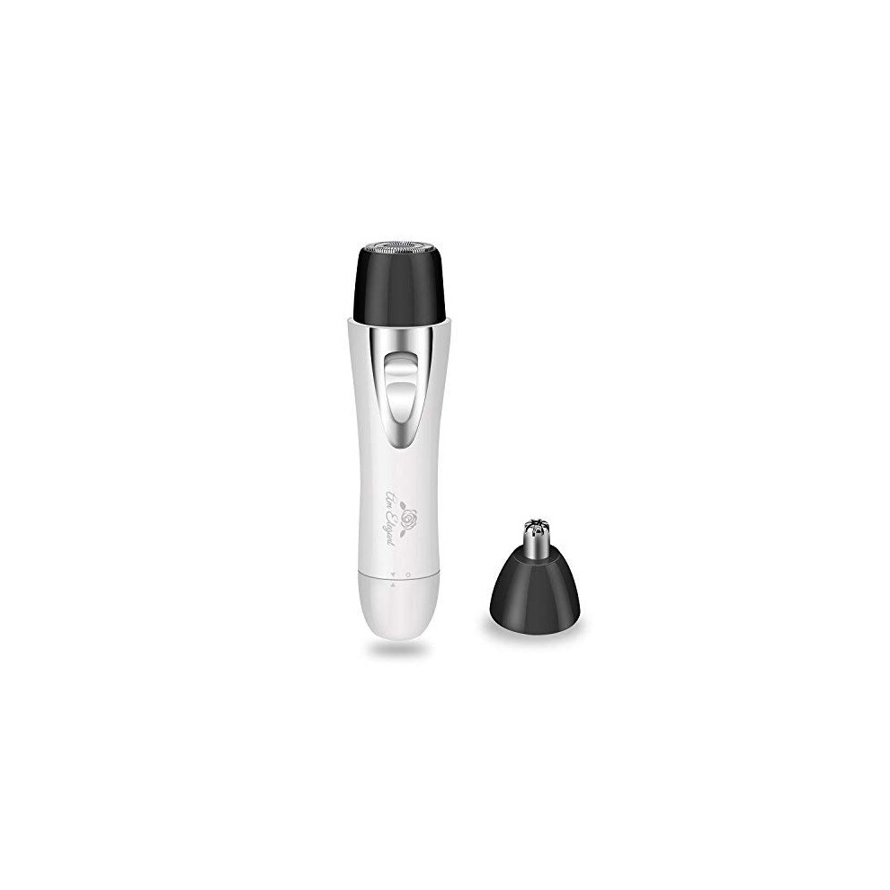 White Facial Hair Remover For Women, 2In1 Electric Face Shaver, Rechargeable Painless Eyebrow And Nose Trimmer, Waterproof