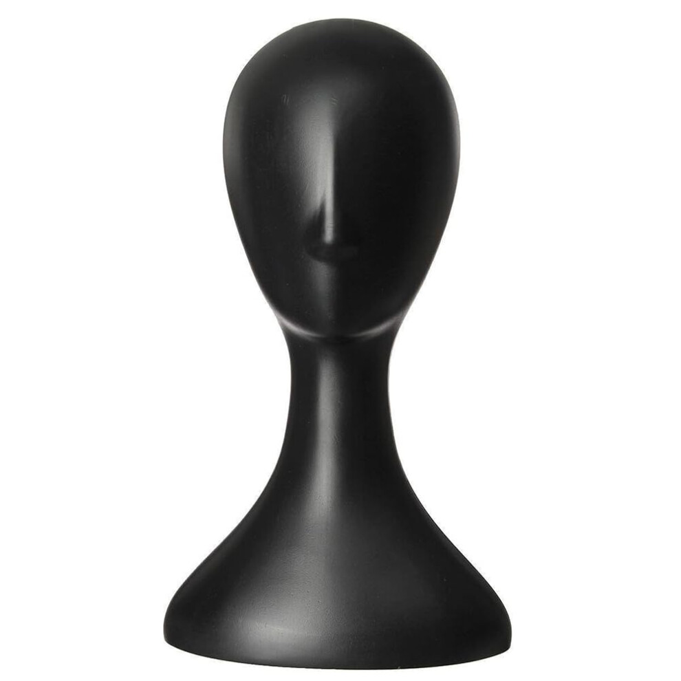 Unisex Black Female Foam Mannequin Head For Wigs With Realistic Proportions, Wig Stand For Display