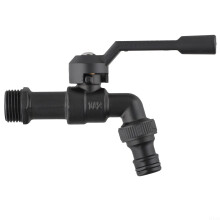 Double Outlet Garden Tap 1/2 Inch Dual Outdoor Taps And Splitter 2Way Kit Black Brass Rustproof Antifreeze Bibcock