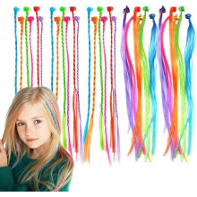 24 Pieces Hair Braids Kit, Rainbow Braids with Hair Clip, Braided Hair Braid Hair Extensions, for Bi