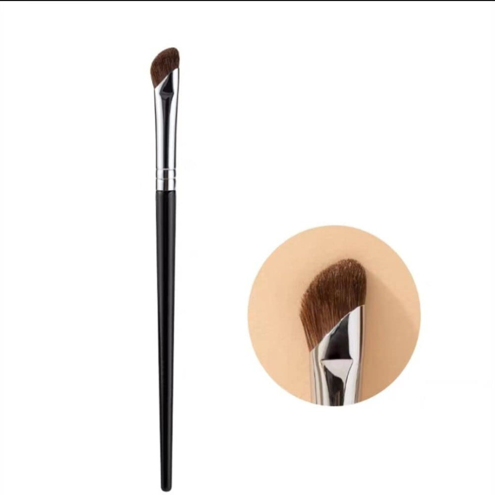 Angled Eyeshadow Brush and Flat Nose Contour Brush for Precision Blending, Horsehair Wooden Handle