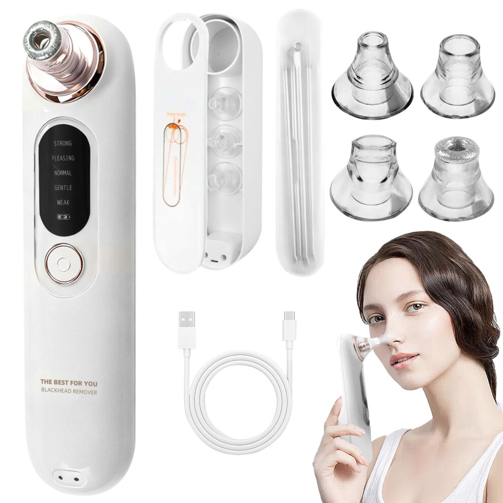 Wireless Blackhead Remover Vacuum with 5 Suction Levels and 4 Heads for Deep Pore Cleansing