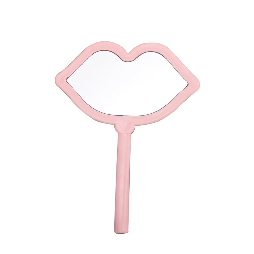 Pink Lip Shaped Handheld Mirror Â Lightweight Frameless Glass, Compact Travel Makeup Mirror With Handle