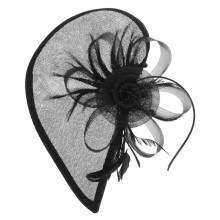 Fascinator Headwear: Vintage Fascinator Headband with Veil Mesh And Plume - Banquet Tea Party Cocktail Hat Headwear - Bridal Wedding Headpiece