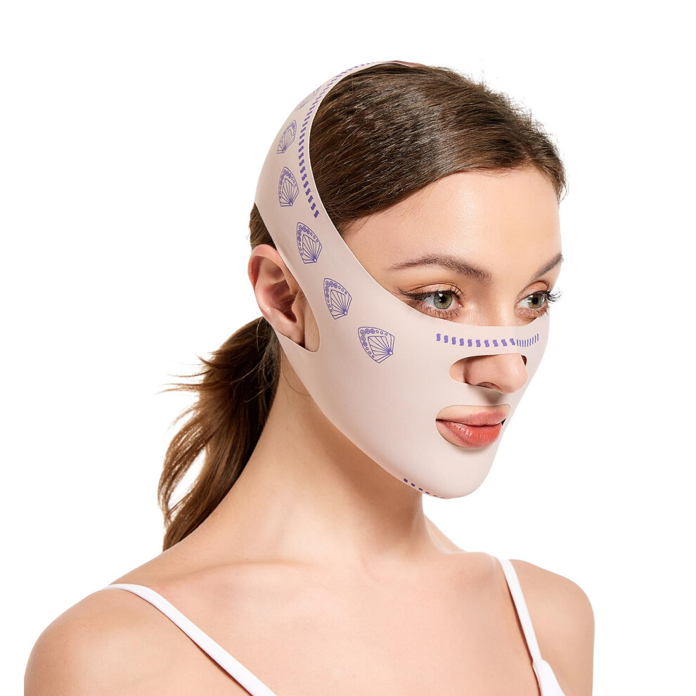 V Line Face Lifting Strap with Breathable Ice Silk, Double Chin Reducer Mask for Men and Women