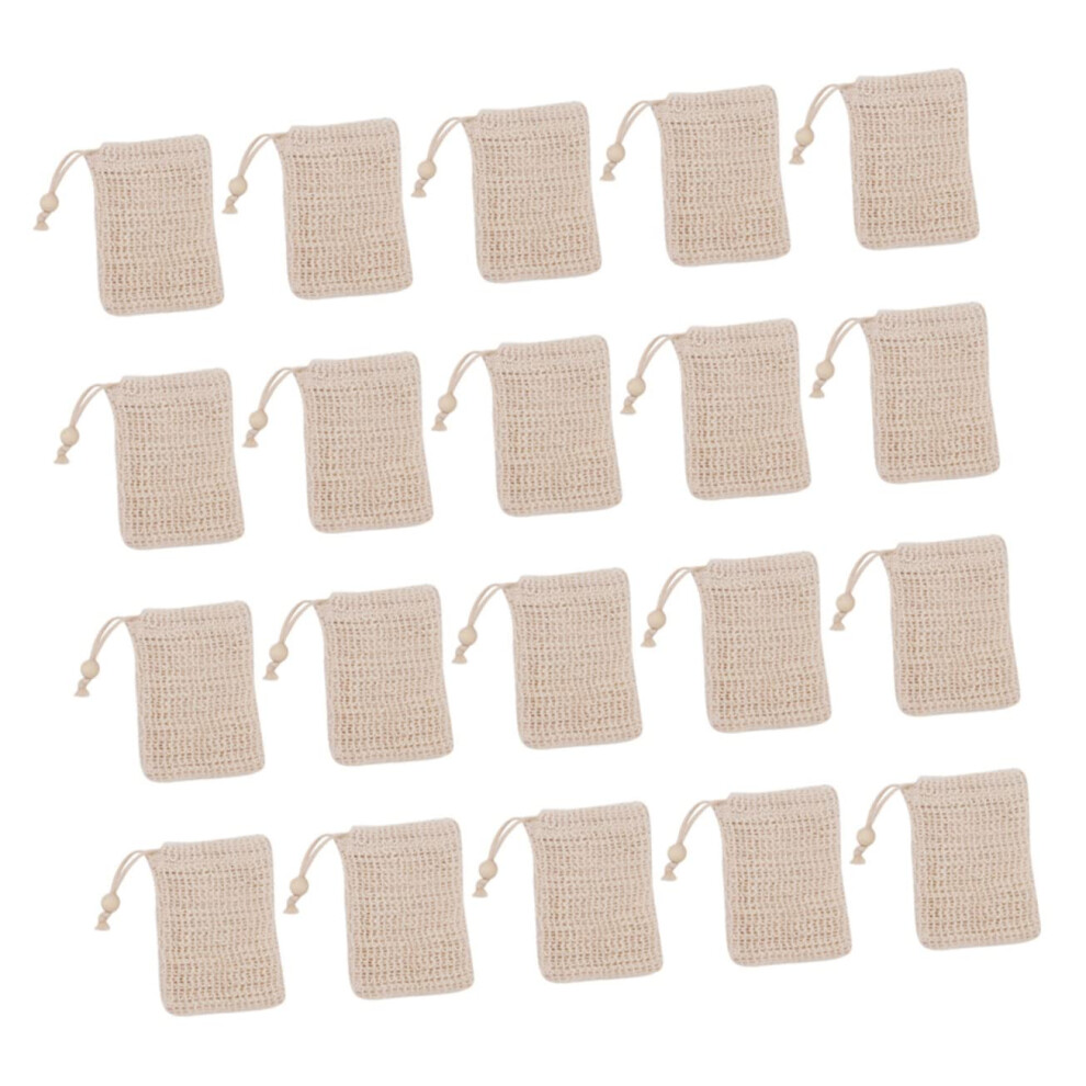 20pcs Cotton Linen Soap Saver Bag with Drawstring, Dense Foaming Mesh, QuickDry Hanging Pouch