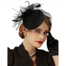 (black) Hat Tea Party Headwear with Veil for Girls and Women