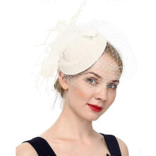 (B beige) Hat Tea Party Headwear with Veil for Girls and Women
