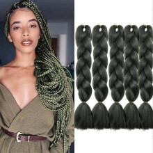 (Army Green) 5 pcs 24 Inch Braiding Hair Extensions Ombre Jumbo Braiding Hair Braid Hair Extensions for Braiding Ash Blonde