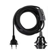 Flexibel stoffen snoer met gepolariseerde stekker, lampvoeten 4,5 m lang, vintage massieve fitting, aluminiumlegering hanglampset voor binnengebruik,