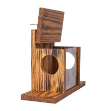Squirrel Feeder Large Capacity Garden Wood Box Pine Chipmunk House With Acrylic Front Panel Flip Brown