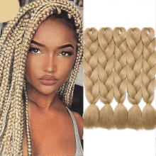 (Ash Blonde) 5 pcs 24 Inch Braiding Hair Extensions Ombre Jumbo Braiding Hair Braid Hair Extensions for Braiding Ash Blonde