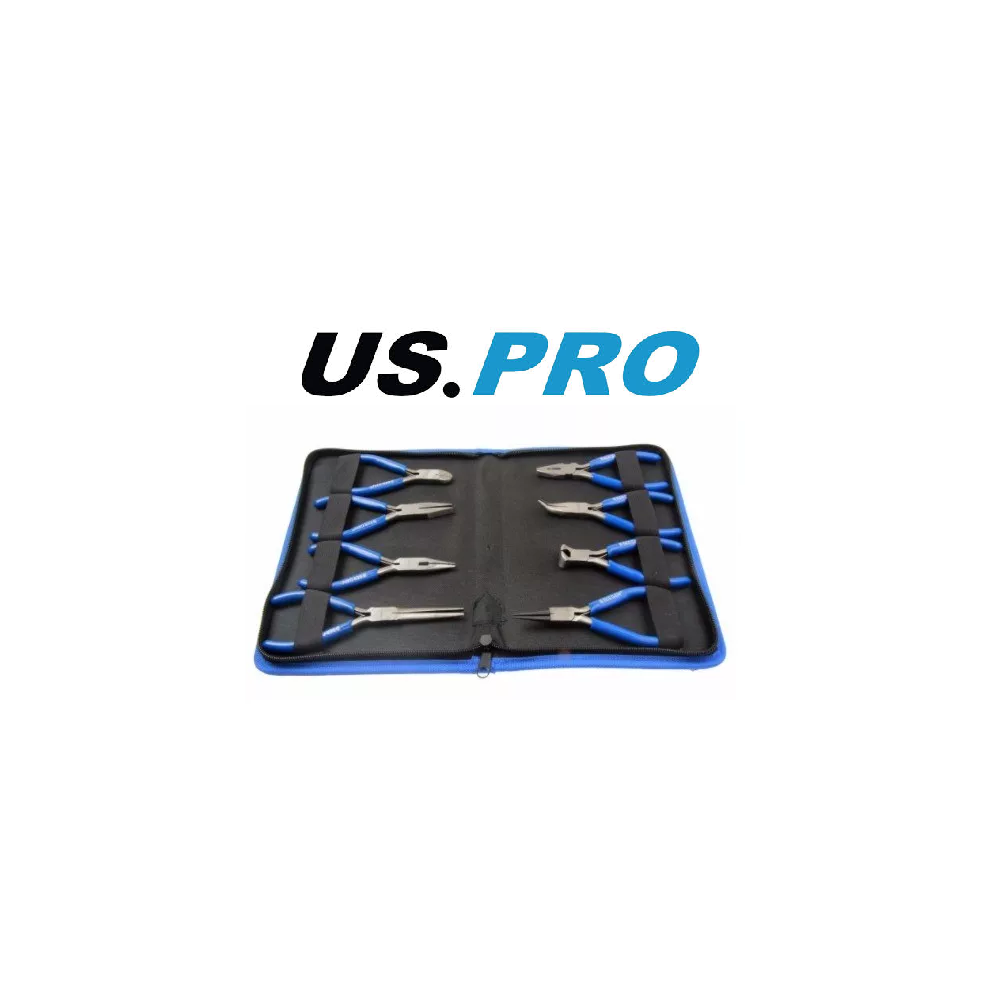 Us Pro Tools 8 Piece Mini Pliers Plier Set Snips Long Nose Bent Nose New 1997