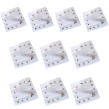 10Pcs Cloth Handkerchief Women Hankies Embroidered-Style 2 pink