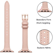 Stilvolles Armband aus echtem Leder, kompatibel mit Apple Watch Series 7/6/5/4/3/2/1, einzigartiger Druckknopfverschluss für jeden Anlass