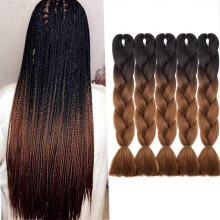 (Black to Coffee) 5 pcs 24 Inch Braiding Hair Extensions Ombre Jumbo Braiding Hair Braid Hair Extensions for Braiding Ash Blonde