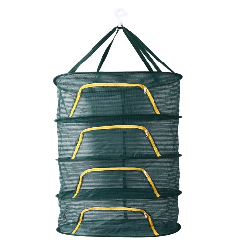 4 Layer Hanging Herb Drying Rack, Foldable Mesh Design for Herbs, Flowers, Vegetables, Fish