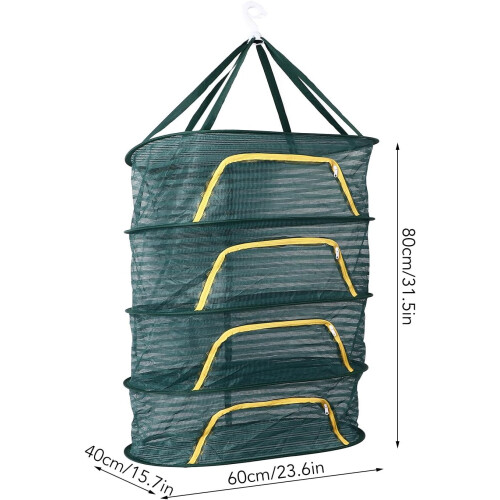 4 Layer Hanging Herb Drying Rack, Foldable Mesh Design for Herbs, Flowers, Vegetables, Fish 2