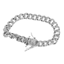 Bracelet minimaliste pour homme, chaîne ornée de motifs géométriques finement gravés et d'une finition argentée polie. Maillons en alliage de