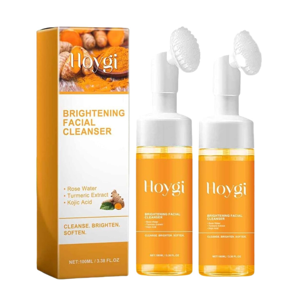 2Pcs Turmeric Face Wash and Facial Cleanser, Foaming Deep Cleansing for Glowing Healthy Skin