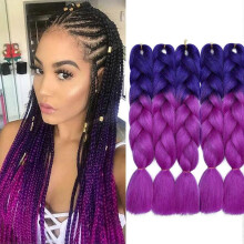(Royalblue to Lilac) 5 pcs 24 Inch Braiding Hair Extensions Ombre Jumbo Braiding Hair Braid Hair Extensions for Braiding Ash Blonde