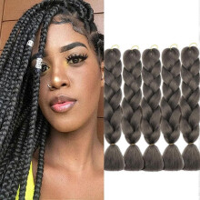 (Grey) 5 pcs 24 Inch Braiding Hair Extensions Ombre Jumbo Braiding Hair Braid Hair Extensions for Braiding Ash Blonde