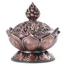 Porte-encens exquis en forme de fleur de lotus, décoration en alliage de cuivre pour la méditation et un espace zen à la maison.