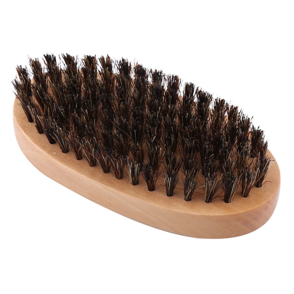 Boar Bristle Beard Brush and Wood Handle Mustache Comb for Detangling and Grooming