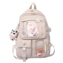 Backpack with cute needle accessories plush pendant kawaii school