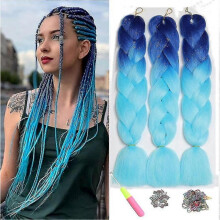 Headband 3 Tone Hair Braid 24", Braid Hair Extension High Temperature Fiber 3pcs/lot