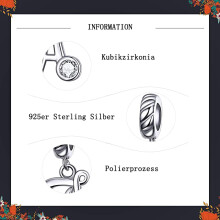 Letterbedeltje van 925 sterling zilver met rode zirkonia, alfabet hanger met initialen A t/m Z, bedel voor armband, ketting of sieraden,