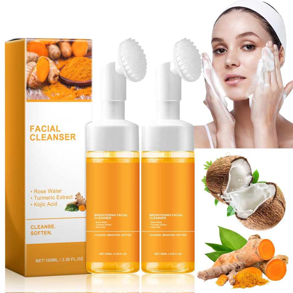 Turmeric Face Wash and Facial Cleanser 2pcs Deep Pore Cleansing Foaming for All Skin Types