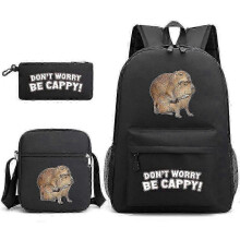 Capybara School Bag Backpack Pencil Case Shoulder Bag Three-piece Set _40