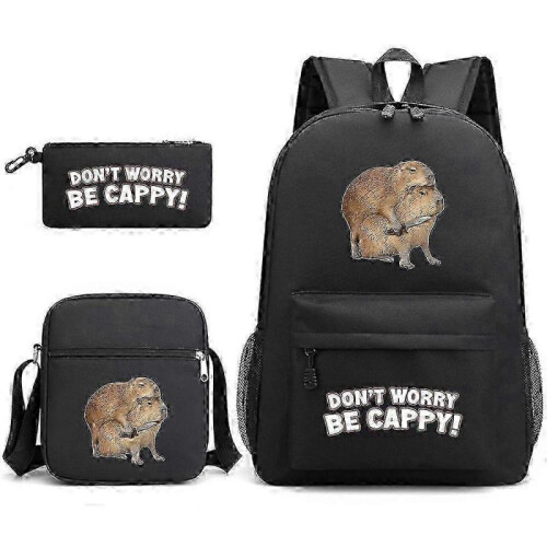 Capybara School Bag Backpack Pencil Case Shoulder Bag Three-piece Set _40