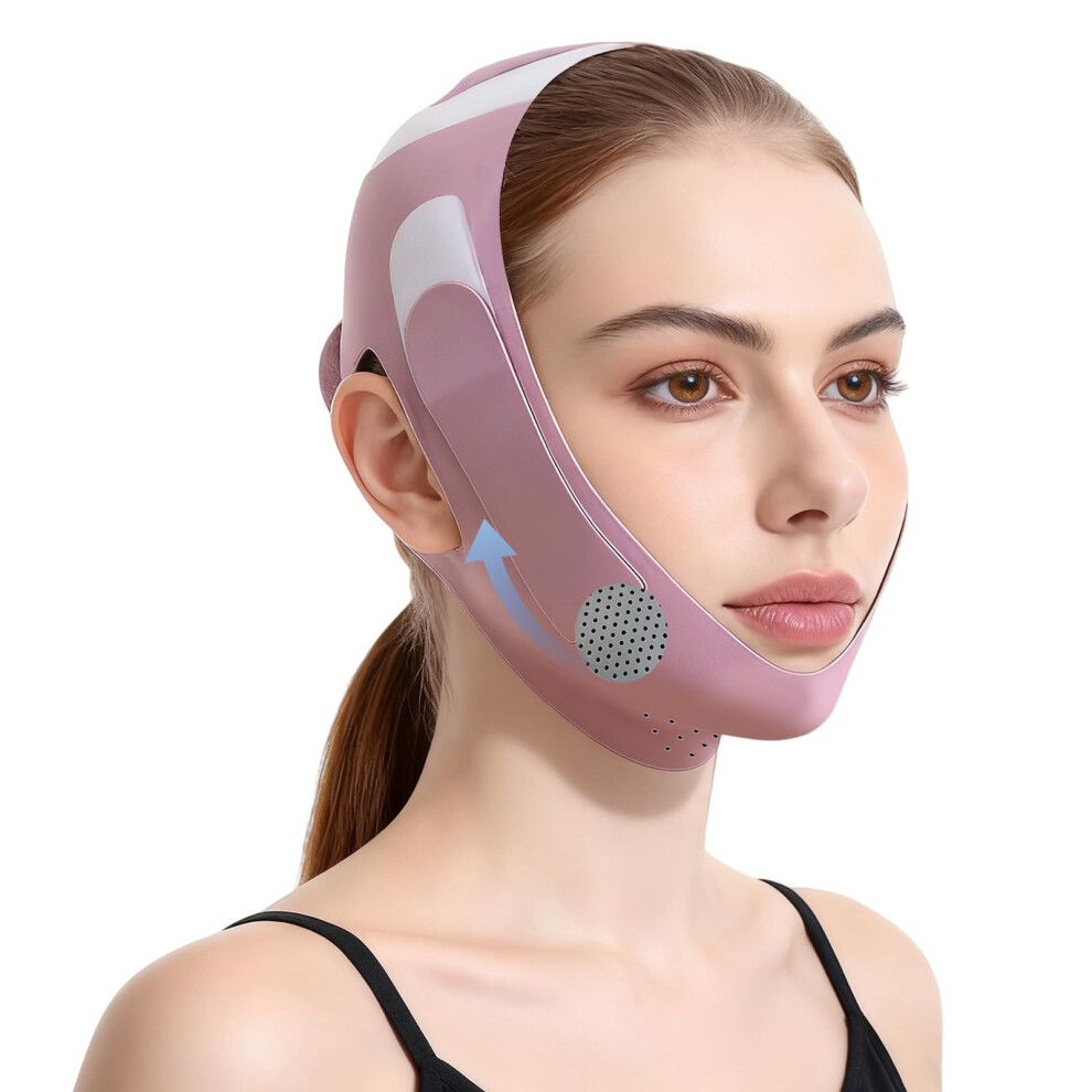 V Line Face Mask Double Chin Reducer for Women, Reusable Chin Lifting Strap with Graphene Fabric