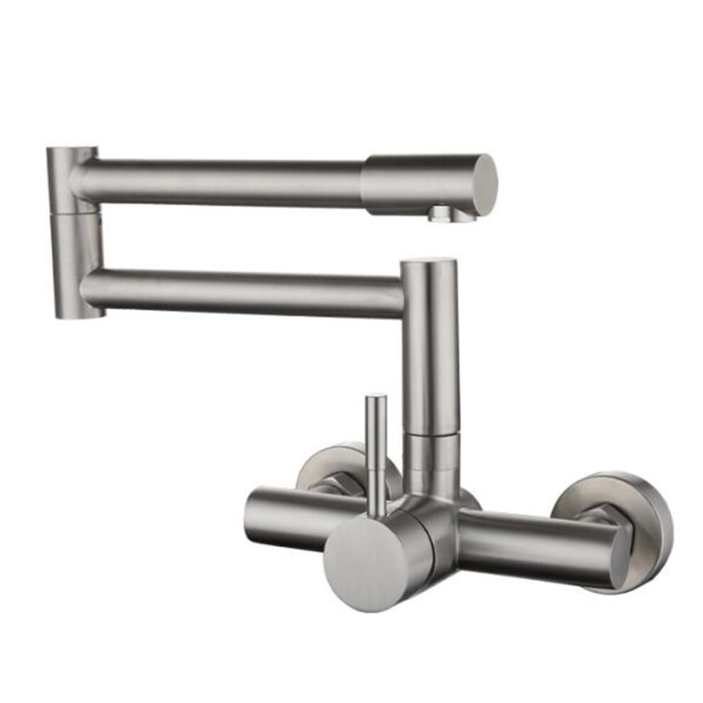 Wall Mount Kitchen Faucet Hot And Cold Stainless Steel Swivel Sink Tap With 360 Spout 9001264003166