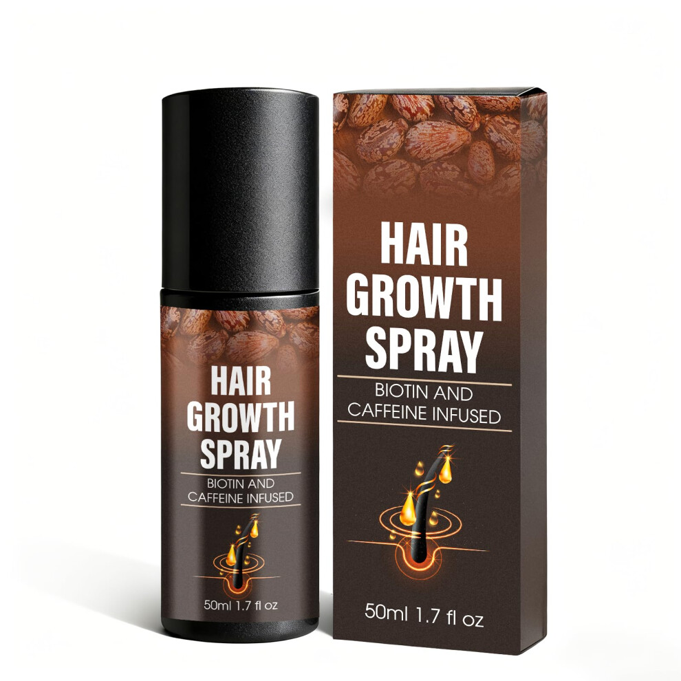 Hair Growth Spray with Biotin and Castor Oil for Thicker Fuller Hair, Anti Hair Loss, 50ml