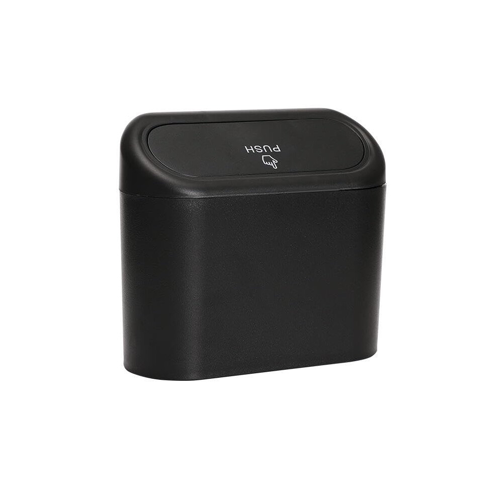 Car Trash Can With Push Lid, Compact Vehicle Garbage Bin For Armrest, Odorsealing Black 9426802843378