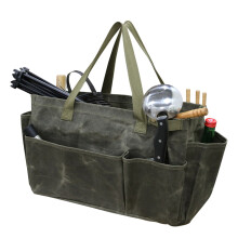 Waxed Canvas Camping Pot Holder Bag with Multiple-Green