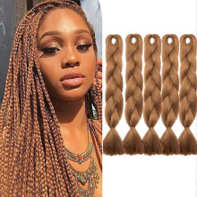 (Light Auburn) 5 pcs 24 Inch Braiding Hair Extensions Ombre Jumbo Braiding Hair Braid Hair Extensions for Braiding Ash Blonde