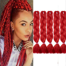 (Red) 5 pcs 24 Inch Braiding Hair Extensions Ombre Jumbo Braiding Hair Braid Hair Extensions for Braiding Ash Blonde