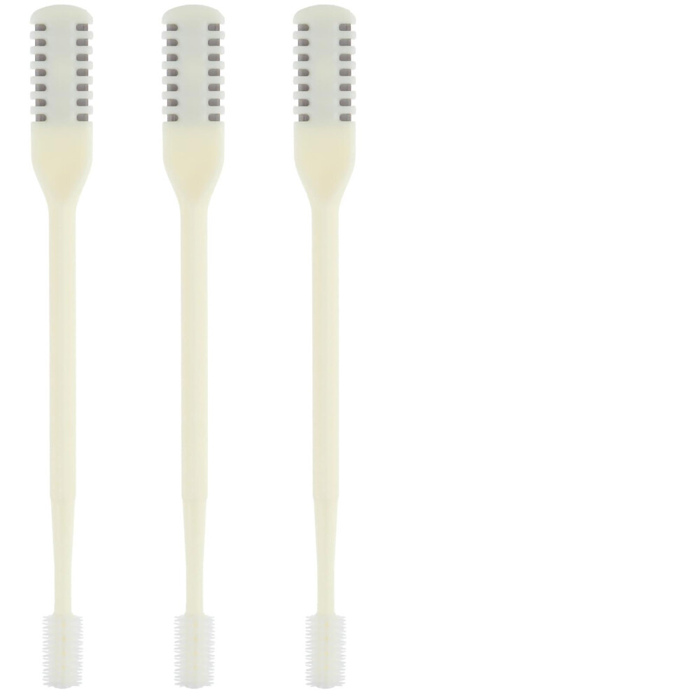 Cream 3Pcs 2In1 Nose Hair Trimmer For Men And Women, Dualsided 360 Rotating Nasal Hair Remover With Cleaning Brush,