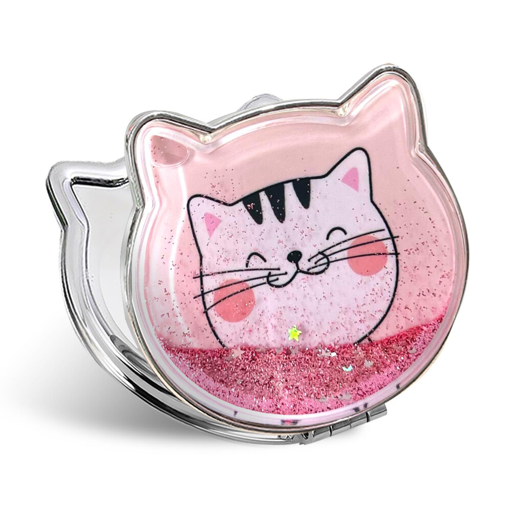 Compact Mirror with Dual Magnification for Travel Makeup, Foldable Stylish Pocket Cosmetic Mirror