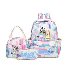 Bluey Backpack in Casual Style, Three-Piece, Printed, College Style, Large Capacity, for Middle School Students