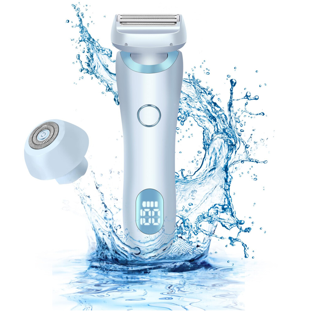Women's Electric Shaver with Large Display, 2in1 Waterproof Bikini Trimmer, Painless Wet Dry Razor