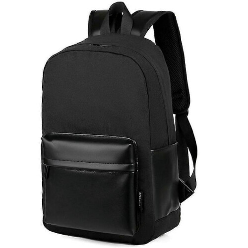 Black PU Leather Travel to Work Laptop Backpack