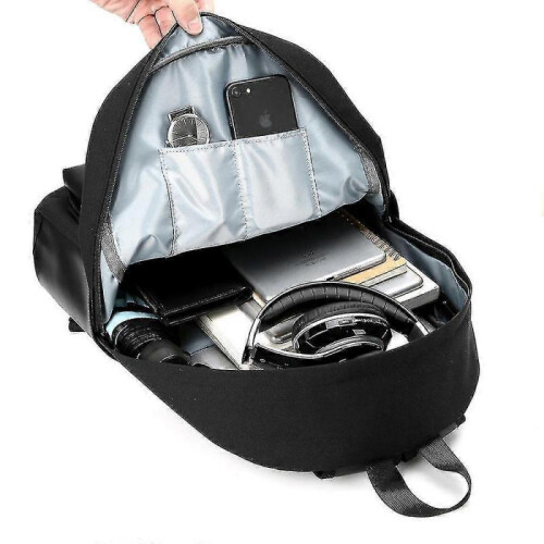 Black PU Leather Travel to Work Laptop Backpack 1