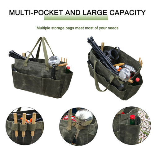 Sac de rangement pour pots de camping en toile avec-Vert 2