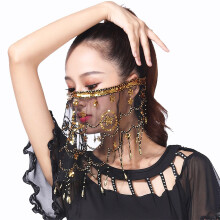 Shimmering Mesh Face Cover for Dance Costume Accessory, Breathable Lightweight Sequins Veil for Artistic Motion Celebrations